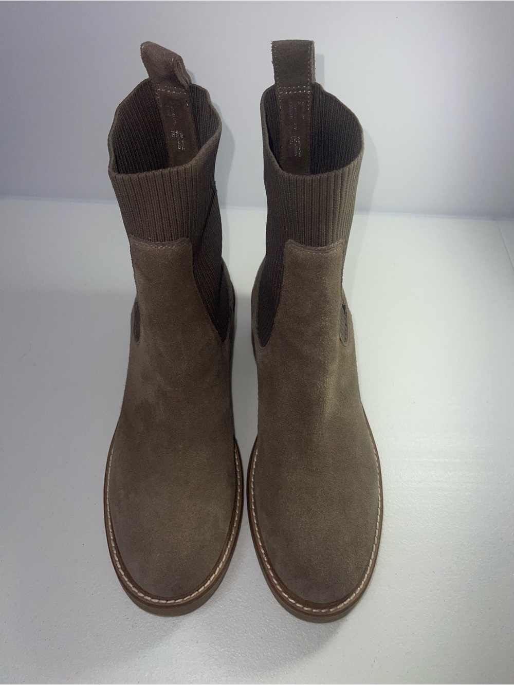 Steve Madden Taupe Suede Chelsea Ankle Boots